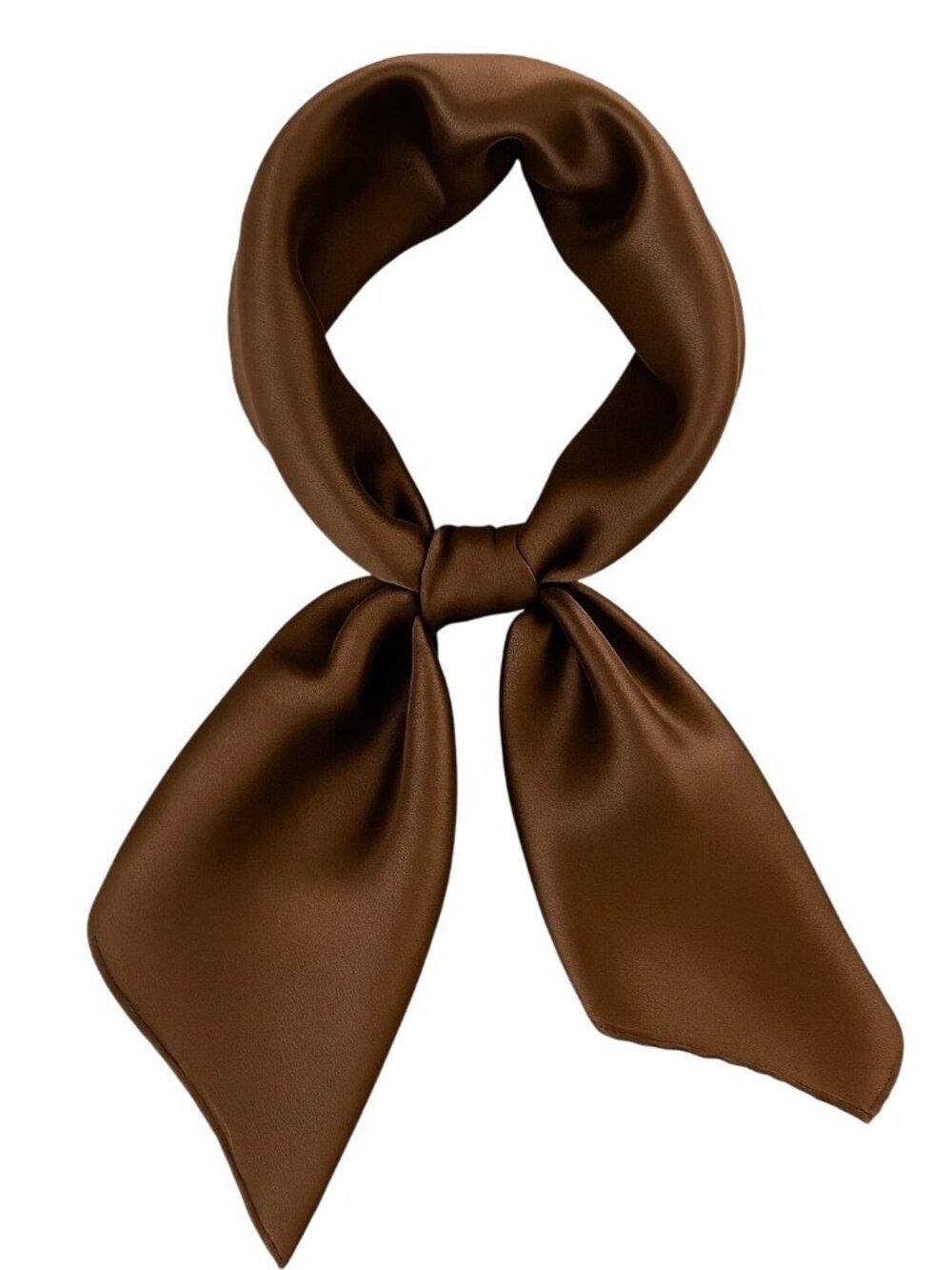 Brown Satin Scarf 19x19, Western Cowboy Cowgirl Bandana, Boho Coastal Ranch Wear